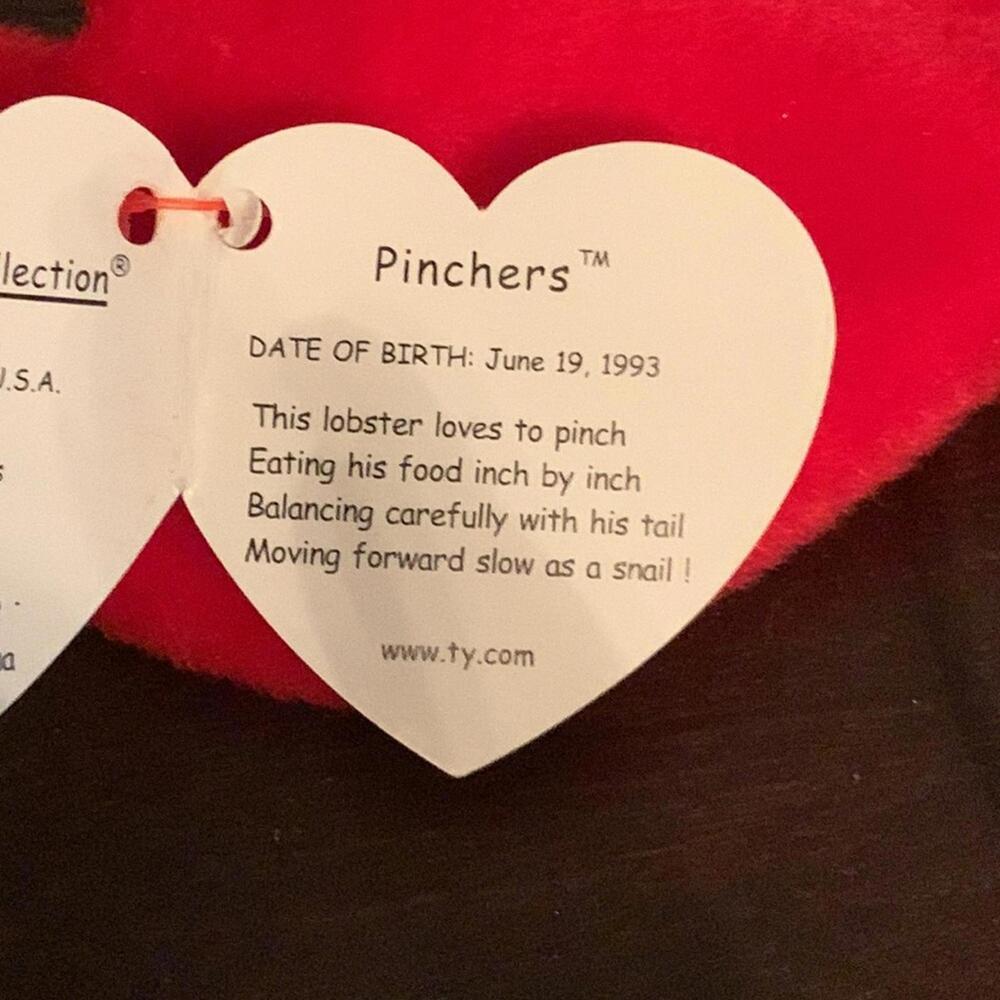 🍁Ty beanie babies Pinchers Lobster DOB 6/19/93 - Picture 5 of 12
